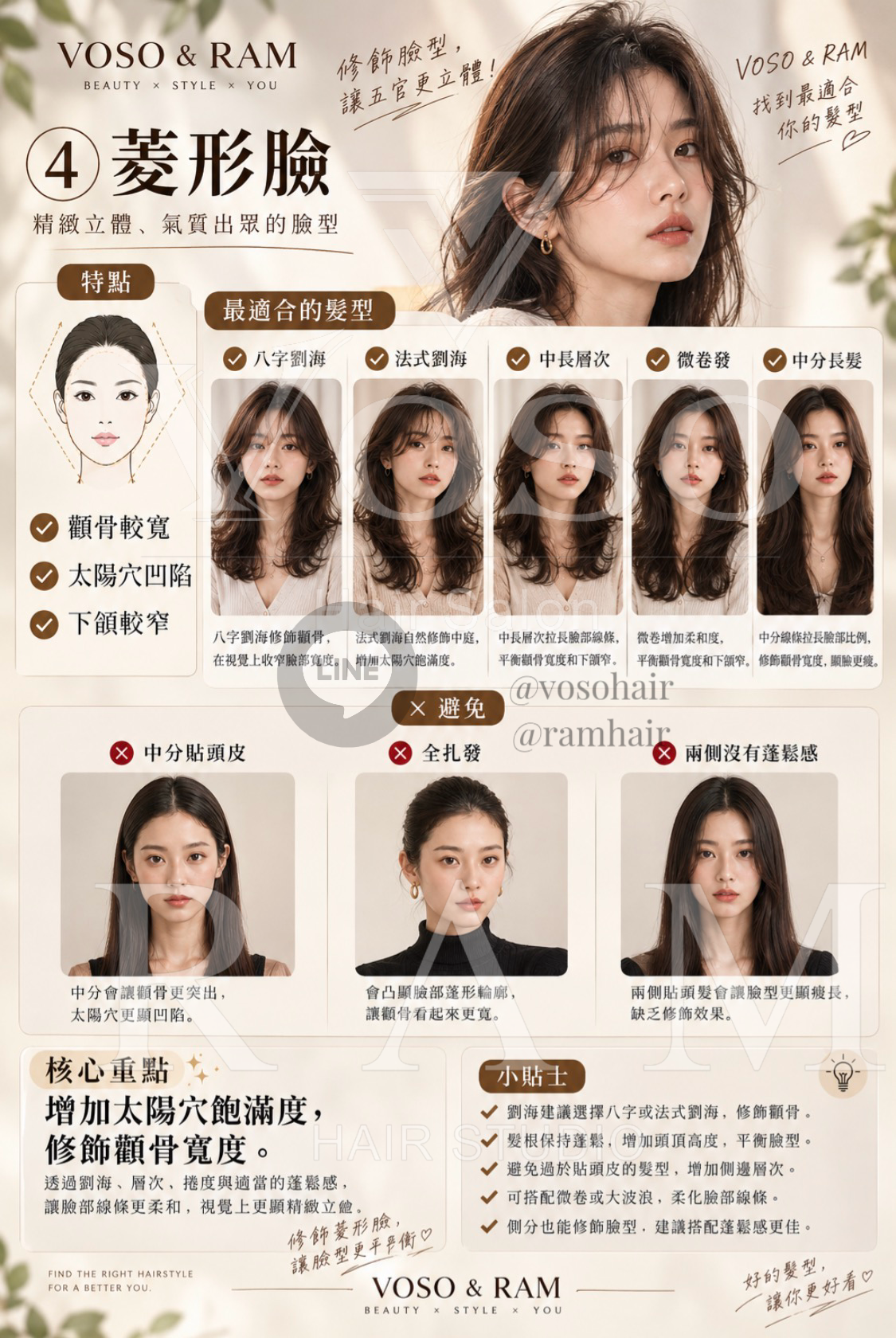 菱形臉適合髮型