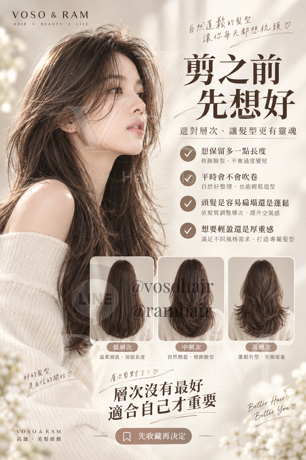 高雄層次剪髮對照|高/中/低層次比較